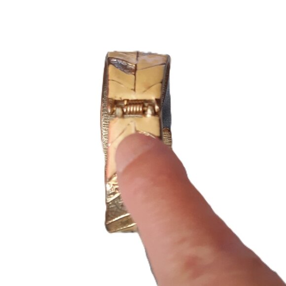 Vintage Chunky Gold Leaf Enamel Statement Bracelet - Picture 6 of 6